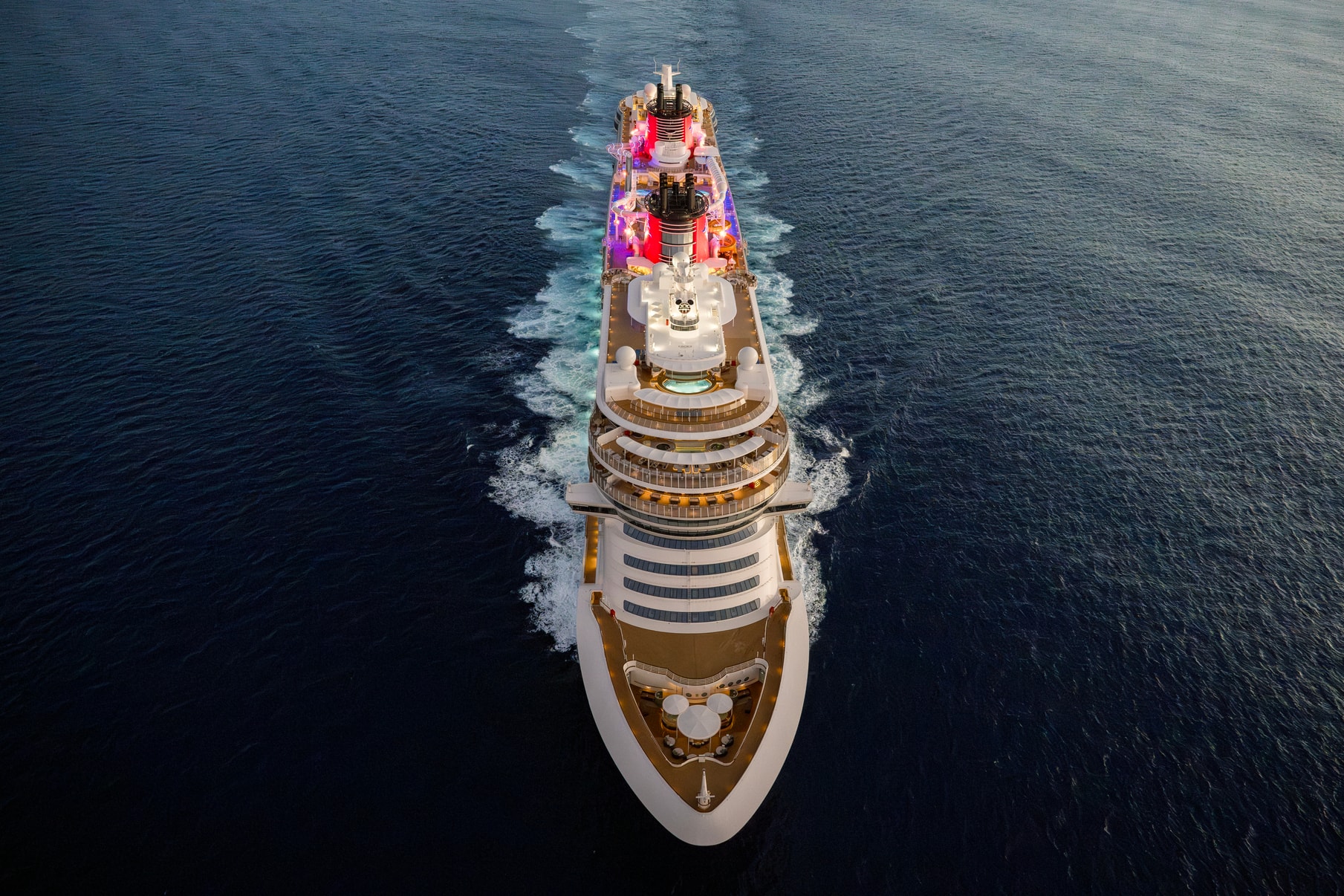 Cruise ship deck at twilight